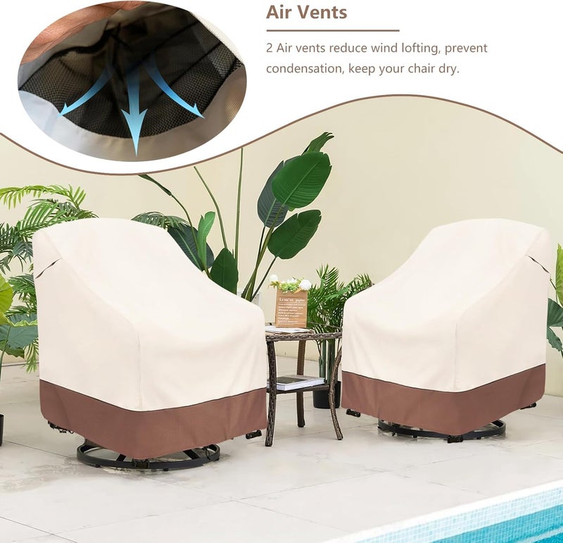 okcool Outdoor Swivel Chair Cover 2 Pack,Outdoor Furniture Patio Chair Covers Waterproof Clearance,(33"W x 35"D x 38.5"H) Outdoor Lawn Patio Furniture Covers,Beige & Brown - Image 4
